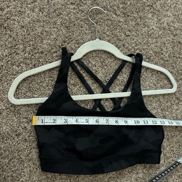 Lululemon Energy Bra Black Camo Sz 2 Workout Athletic Racerback - Picture 4 of 4